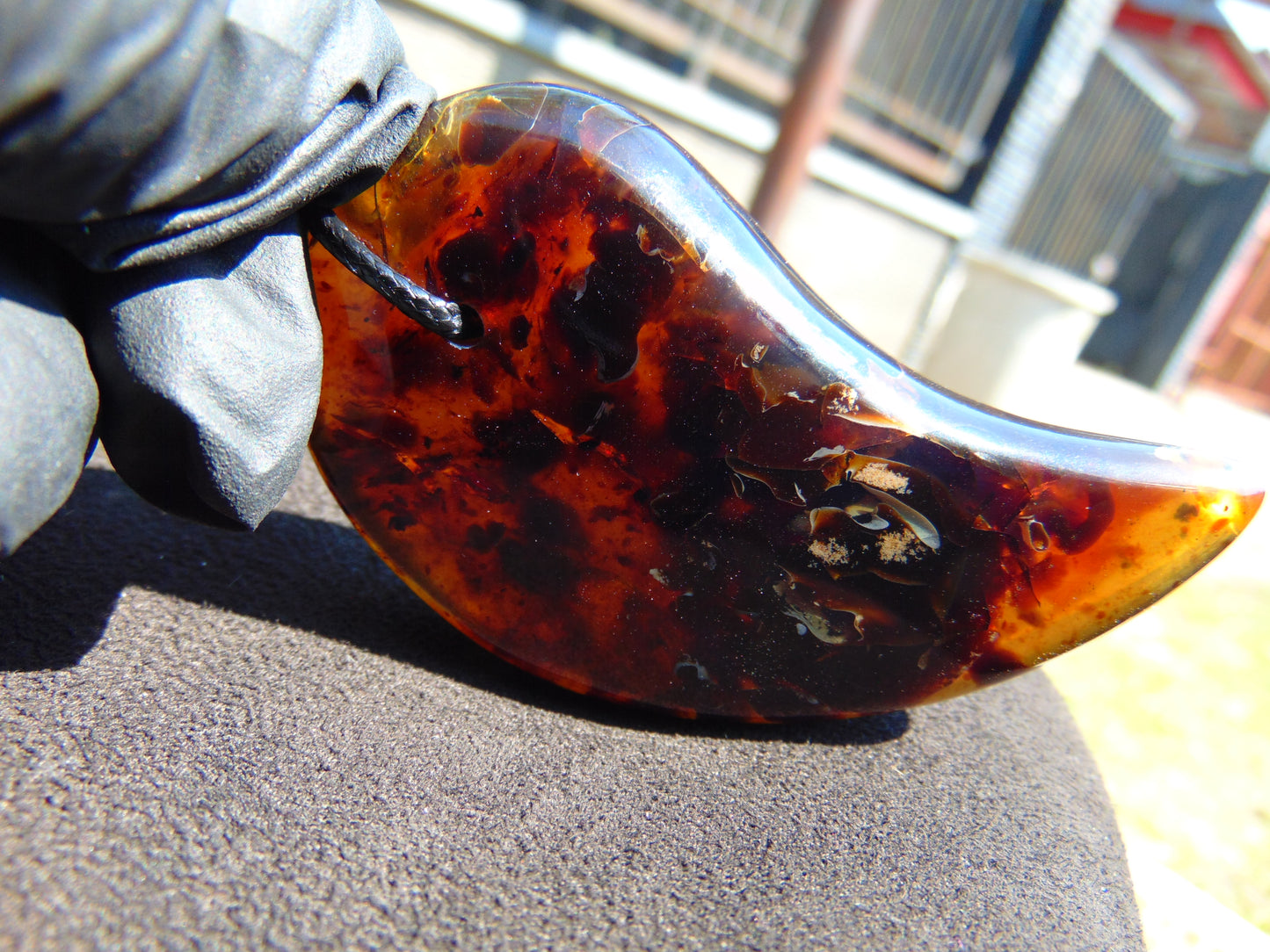 28 gr Comma Pendant Indonesian Blue Amber for Healing 25Y14