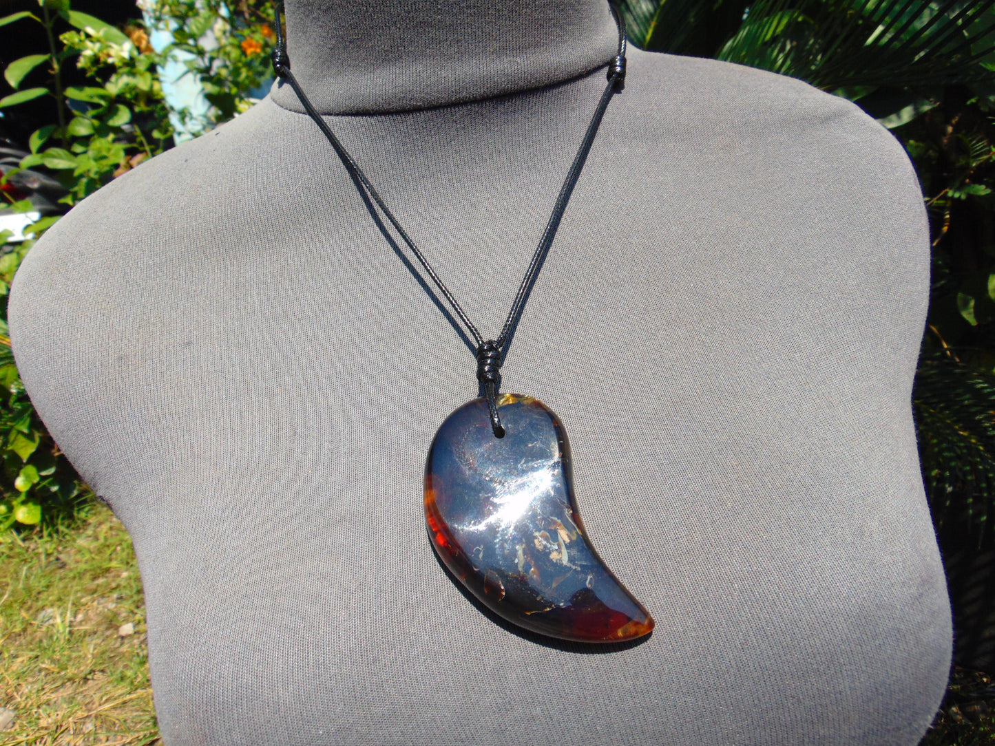 28 gr Comma Pendant Indonesian Blue Amber for Healing 25Y14