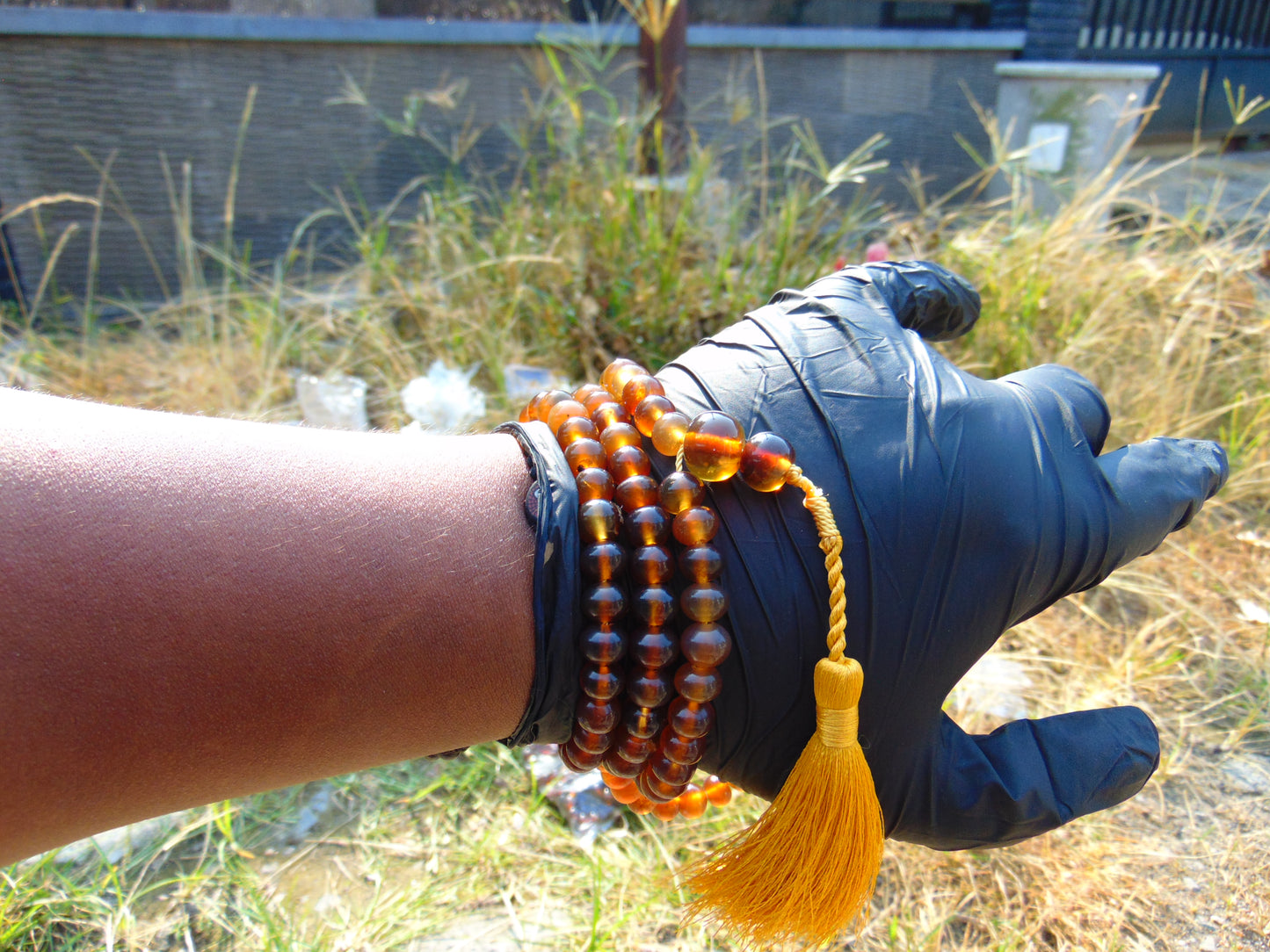 36 gram 108 Beads 7 mm Mala Buddha for Yoga and Meditation Indonesian Yellow Amber for Healing MB5