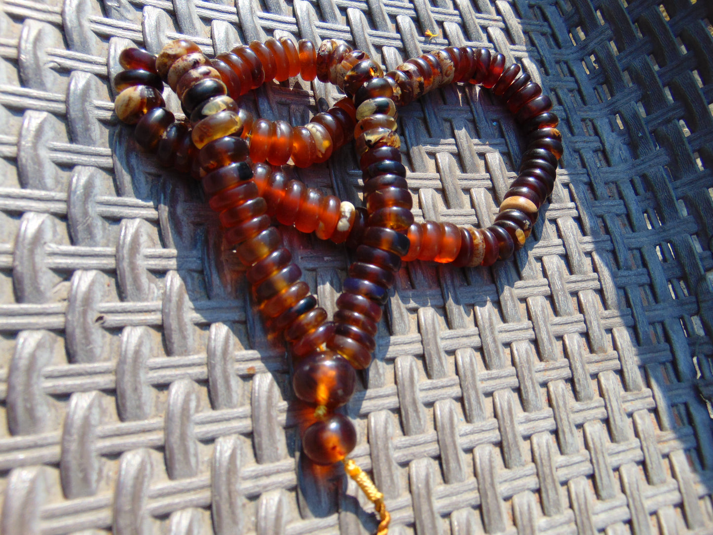 84 gram 108 Mala Buddha Necklace for Yoga Meditation Indonesian Yellow White Amber for Healing MB23