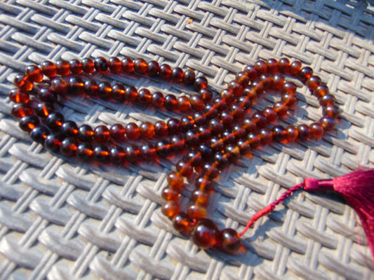 72 gram 108 Beads 10 mm Mala Buddha Necklace for Yoga Meditation Indonesian Red Amber for Healing MB23