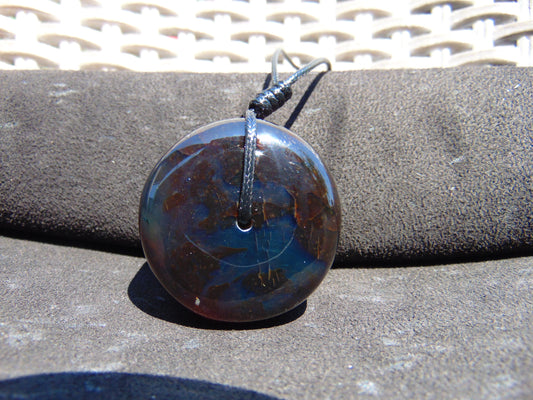 42 gr Donut Pendant Indonesian Black Blue Amber for Healing 25Y58
