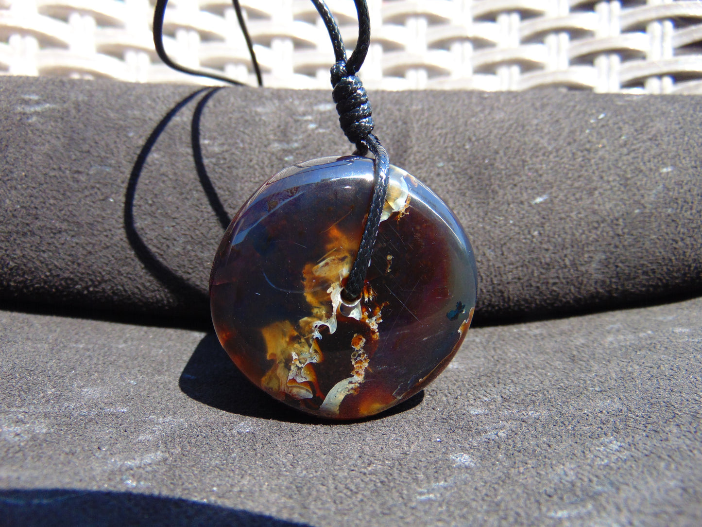 42 gr Donut Pendant Indonesian Black Blue Amber for Healing 25Y58