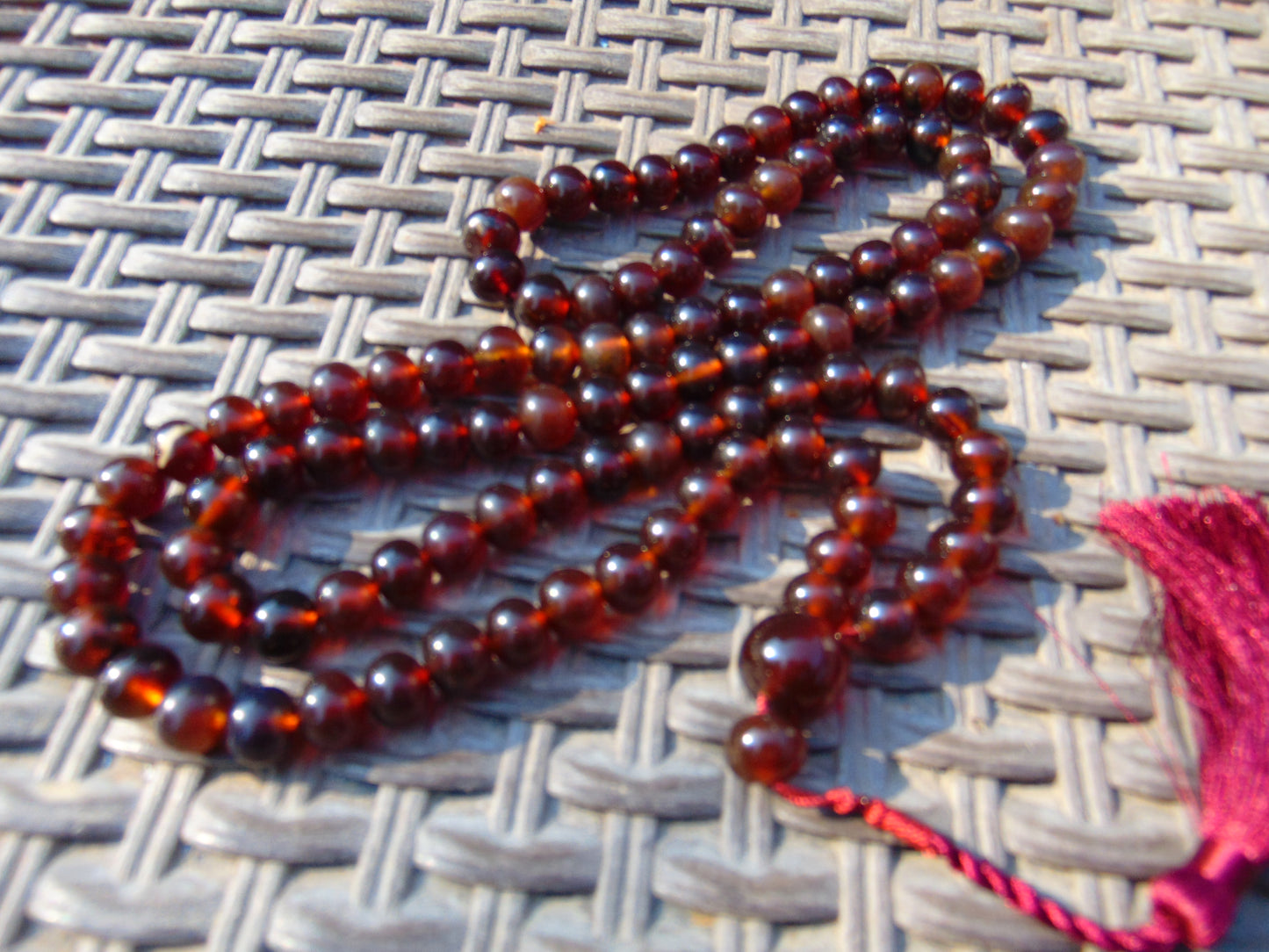 70 gram 108 Beads 10 mm Mala Buddha Necklace for Yoga Meditation Indonesian Cherry Red Amber for Healing MB24