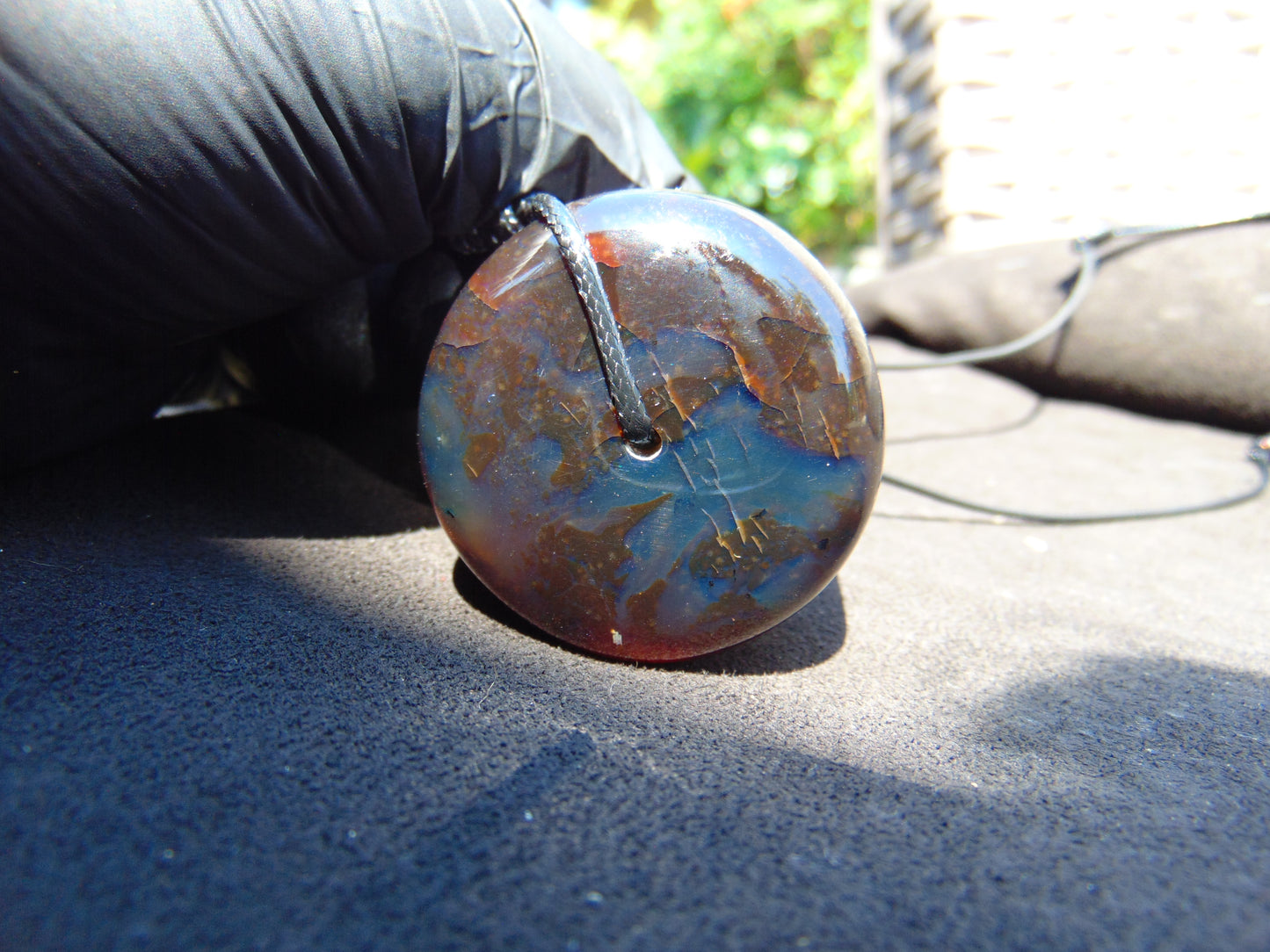 42 gr Donut Pendant Indonesian Black Blue Amber for Healing 25Y58