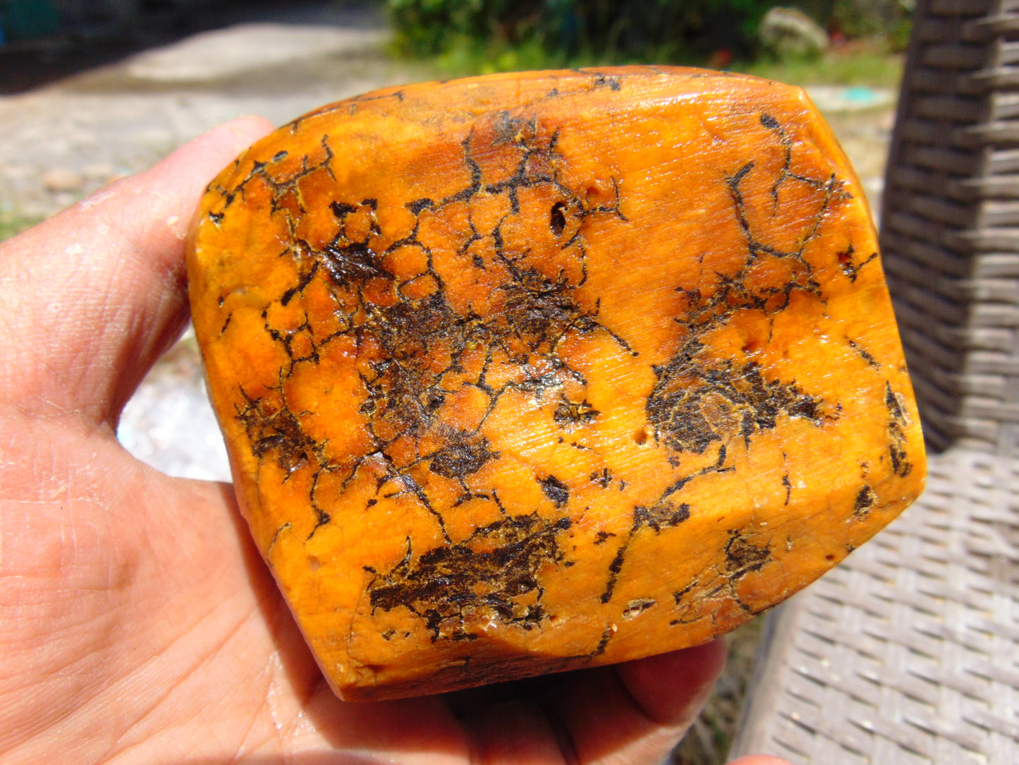 264 gram Polished Indonesia Yellow Aromatic Amber for Healing K06