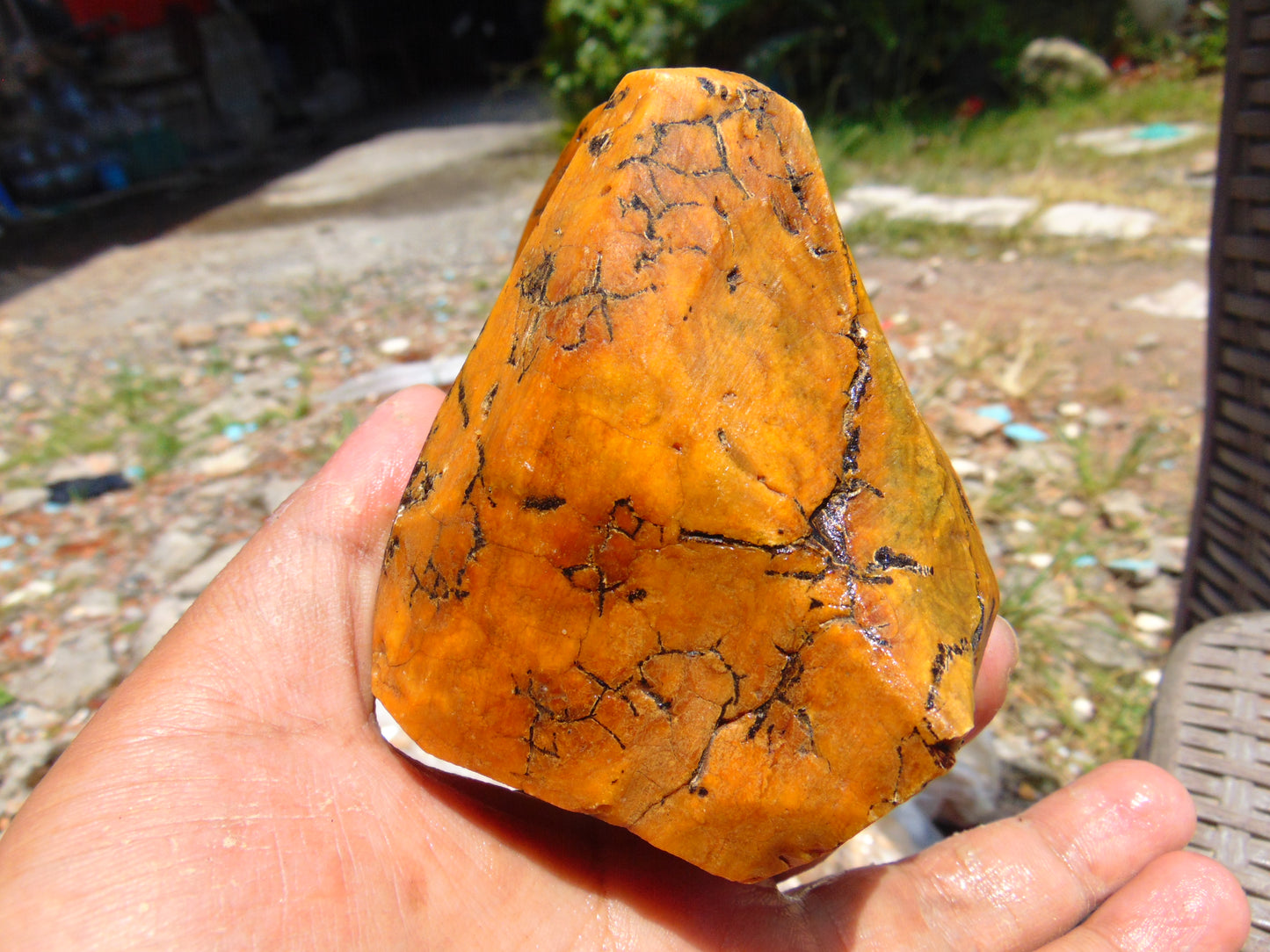 264 gram Polished Indonesia Yellow Aromatic Amber for Healing K06