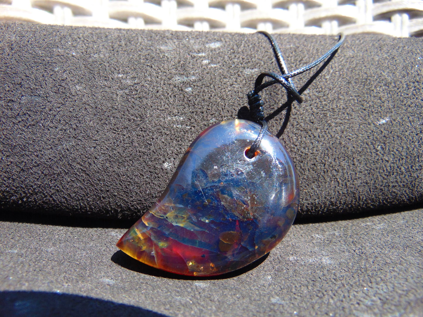 12 gr Comma Pendant Indonesian Blue Amber for Healing 25Y29