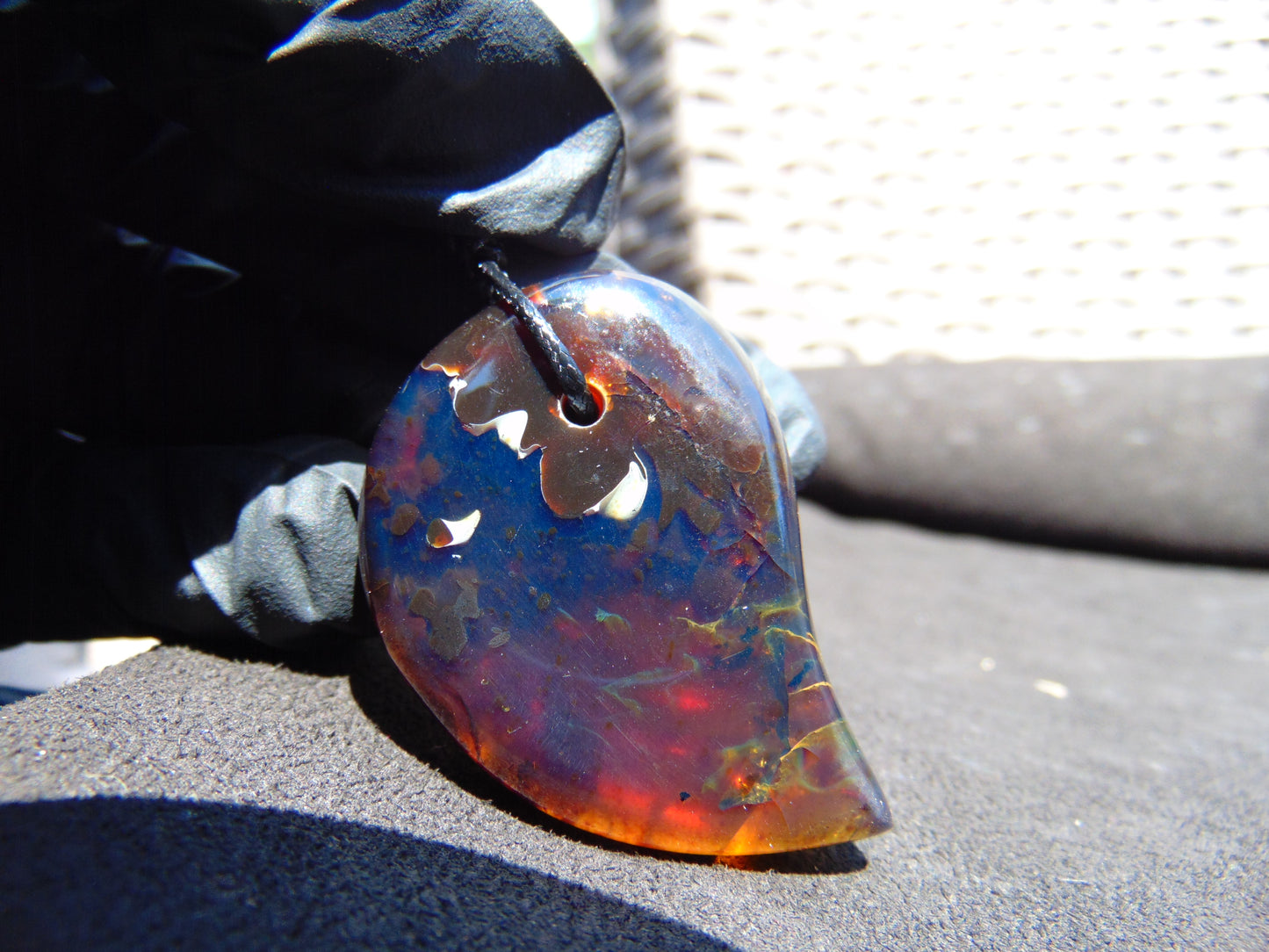 12 gr Comma Pendant Indonesian Blue Amber for Healing 25Y29