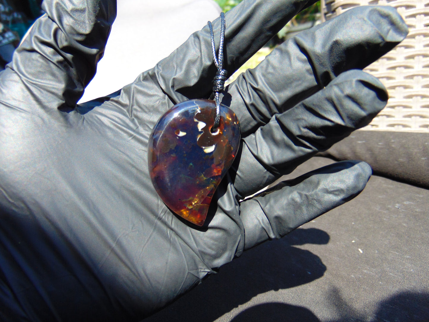 12 gr Comma Pendant Indonesian Blue Amber for Healing 25Y29