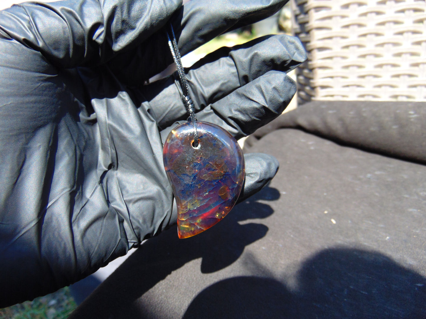 12 gr Comma Pendant Indonesian Blue Amber for Healing 25Y29