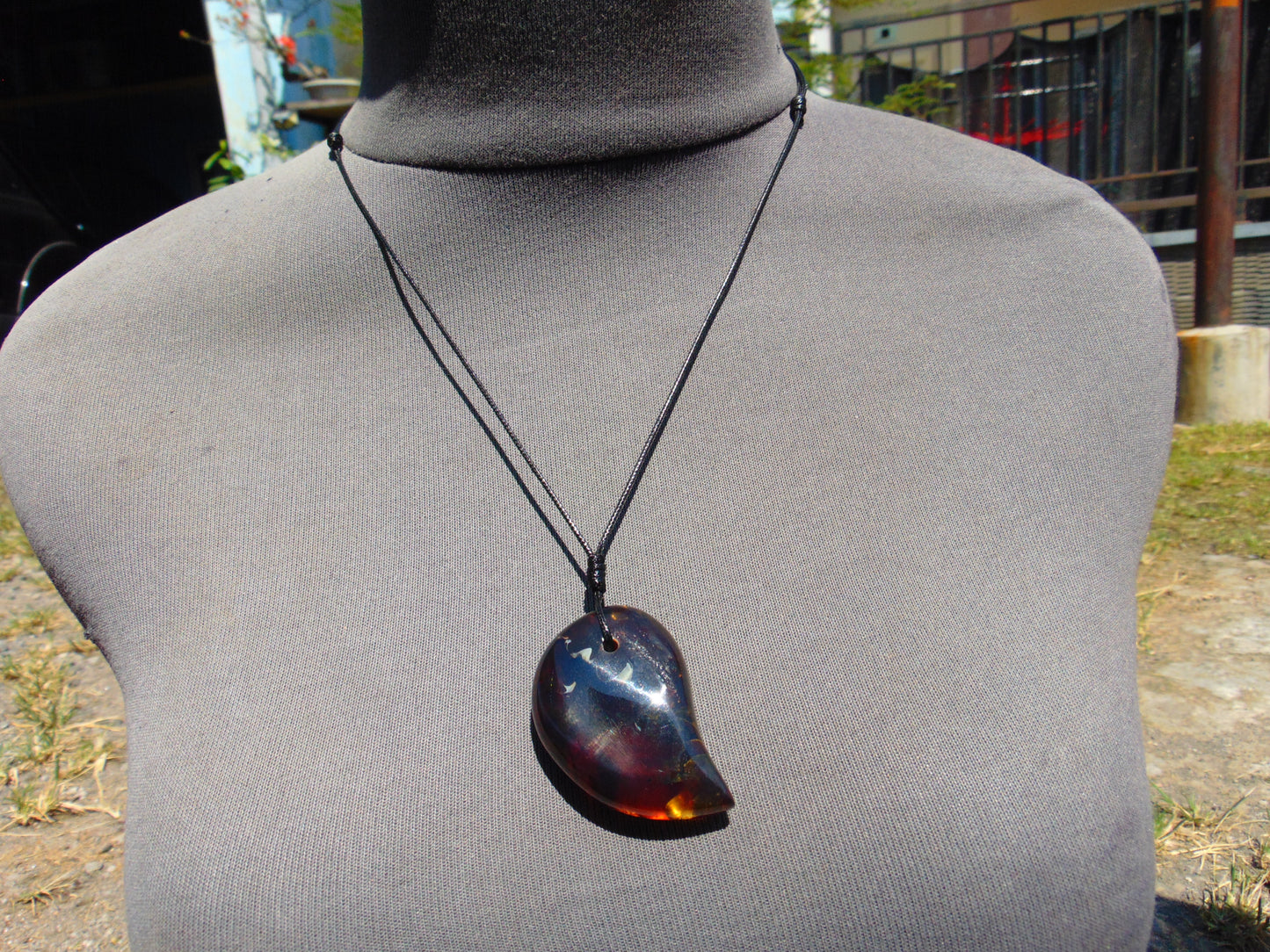 12 gr Comma Pendant Indonesian Blue Amber for Healing 25Y29