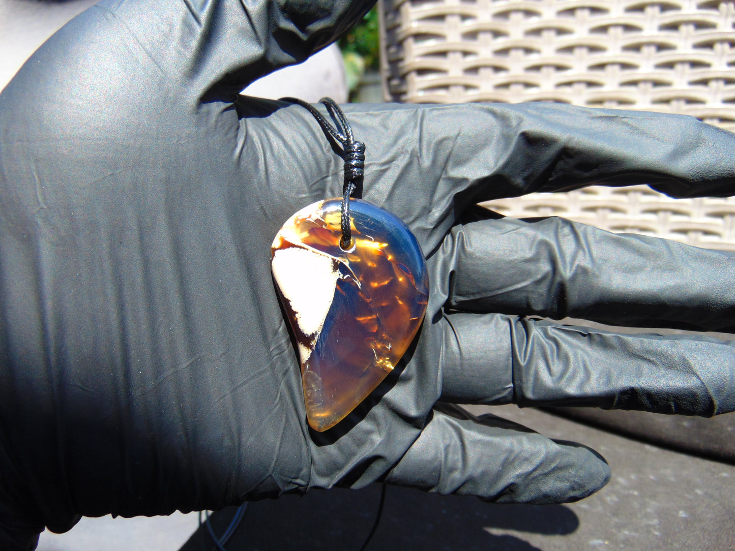 18 gr Comma Pendant Indonesian Blue Amber for Healing 25Y33