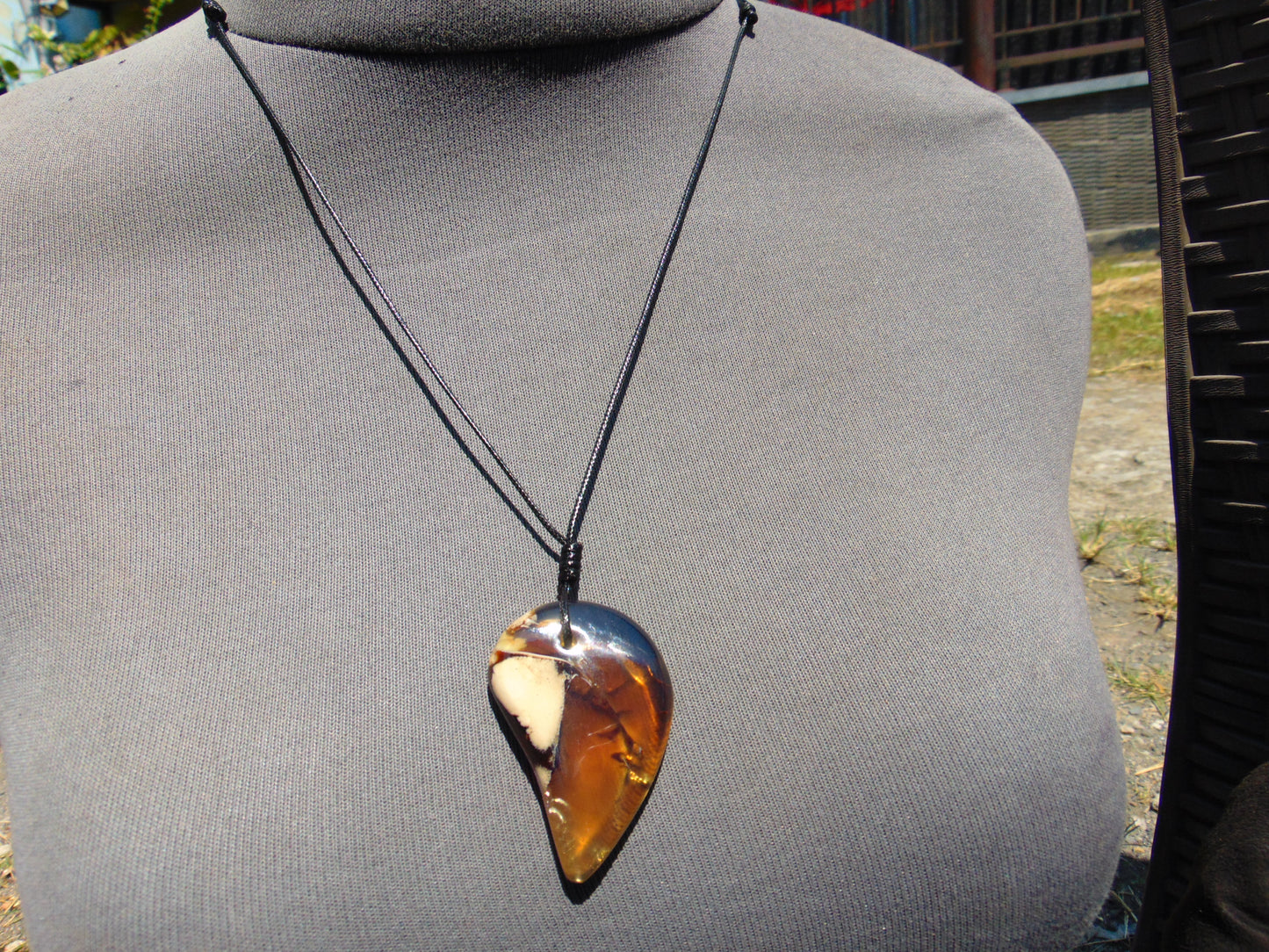 18 gr Comma Pendant Indonesian Blue Amber for Healing 25Y33