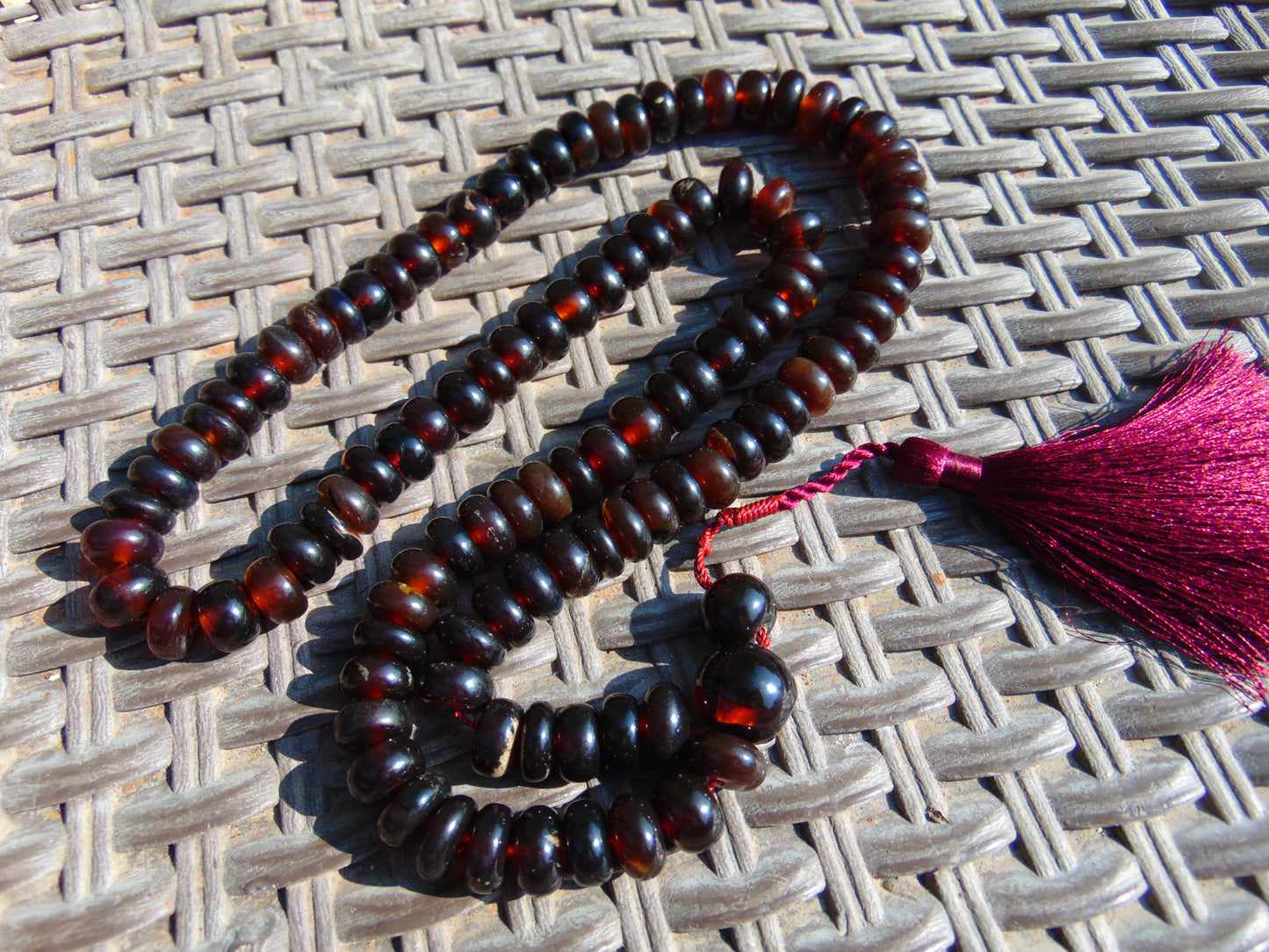 75 gram 108 Mala Buddha for Yoga and Meditation Indonesian Cherry Red Amber for Healing MR1