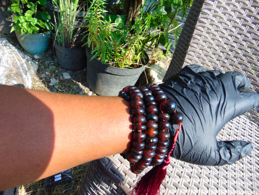 75 gram 108 Mala Buddha for Yoga and Meditation Indonesian Cherry Red Amber for Healing MR1