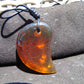 Natural Indonesian Blue Amber Pendant Magatama, 16 gram Amber Comma Pendant,Unique Statement Gift for Men Women 25Y37