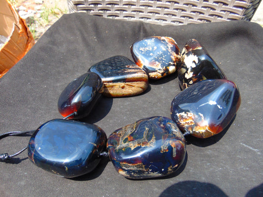 1045 gr Big Necklace Indonesian Amber for Healing A7K75