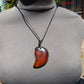 Natural Indonesian Blue Amber Pendant Magatama, 16 gram Amber Comma Pendant,Unique Statement Gift for Men Women 25Y37