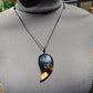 15 gr Pendant Indonesian Black White Blue Amber for Healing 25Y38
