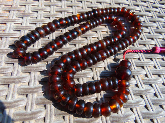 71 gram 108 Mala Buddha for Yoga and Meditation Indonesian Red Amber for Healing MR8