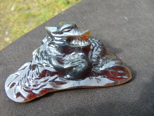 53 gr Dragon 3D carving Indonesian Blue Amber for Healing AAA