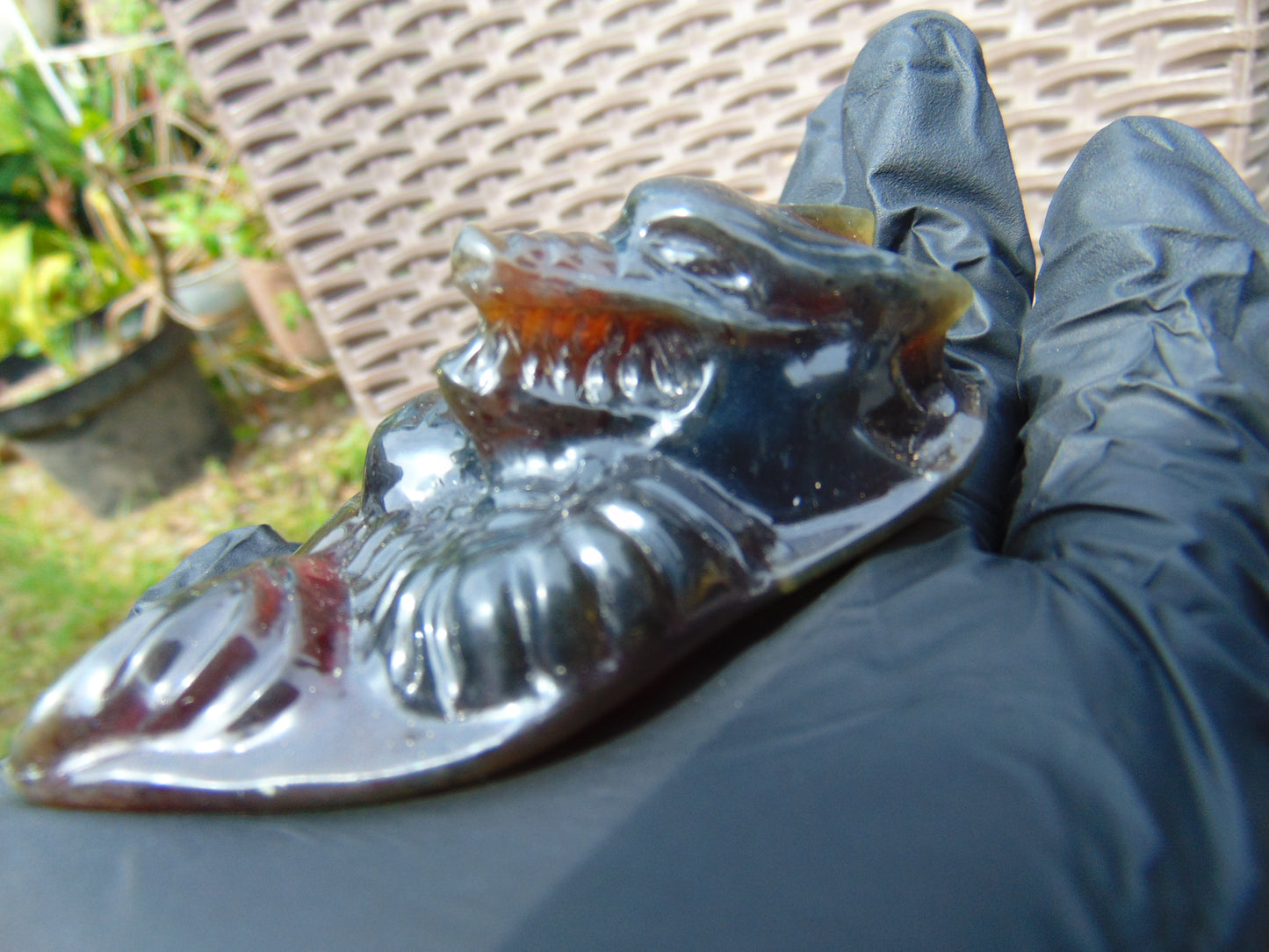 53 gr Dragon 3D carving Indonesian Blue Amber for Healing AAA