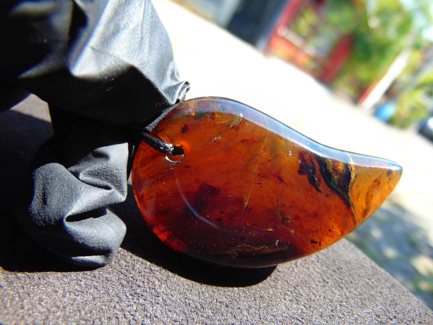 12 gr Comma Pendant Indonesian Blue Amber for Healing 25Y34