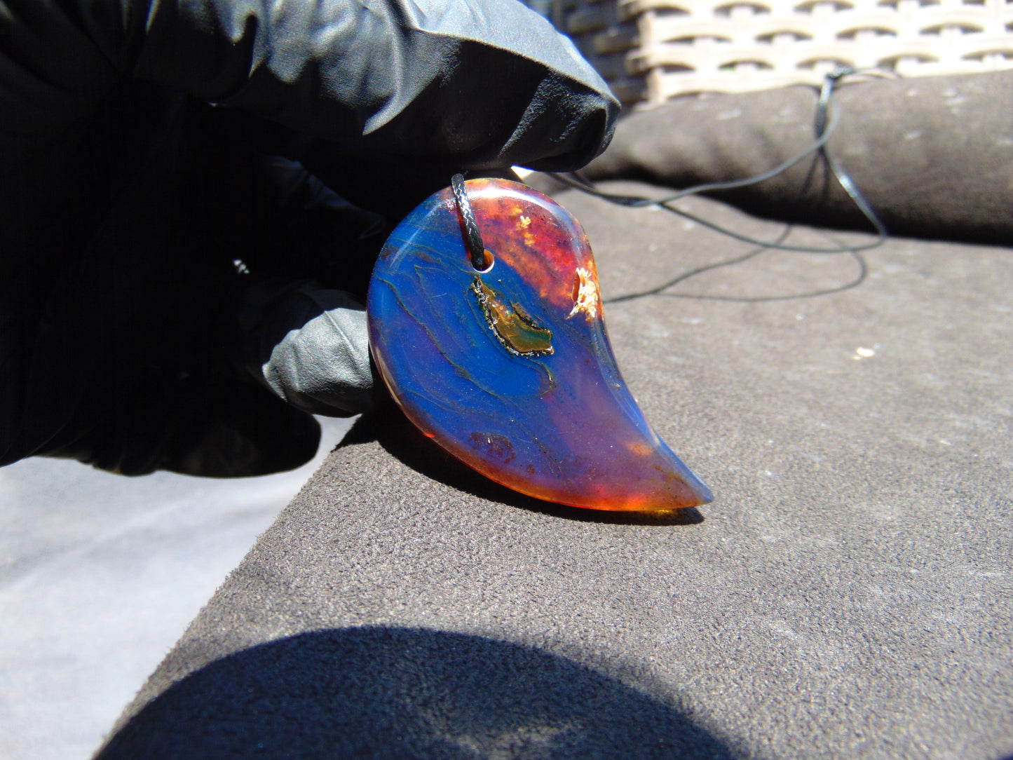 12 gr Comma Pendant Indonesian Blue Amber for Healing 25Y32