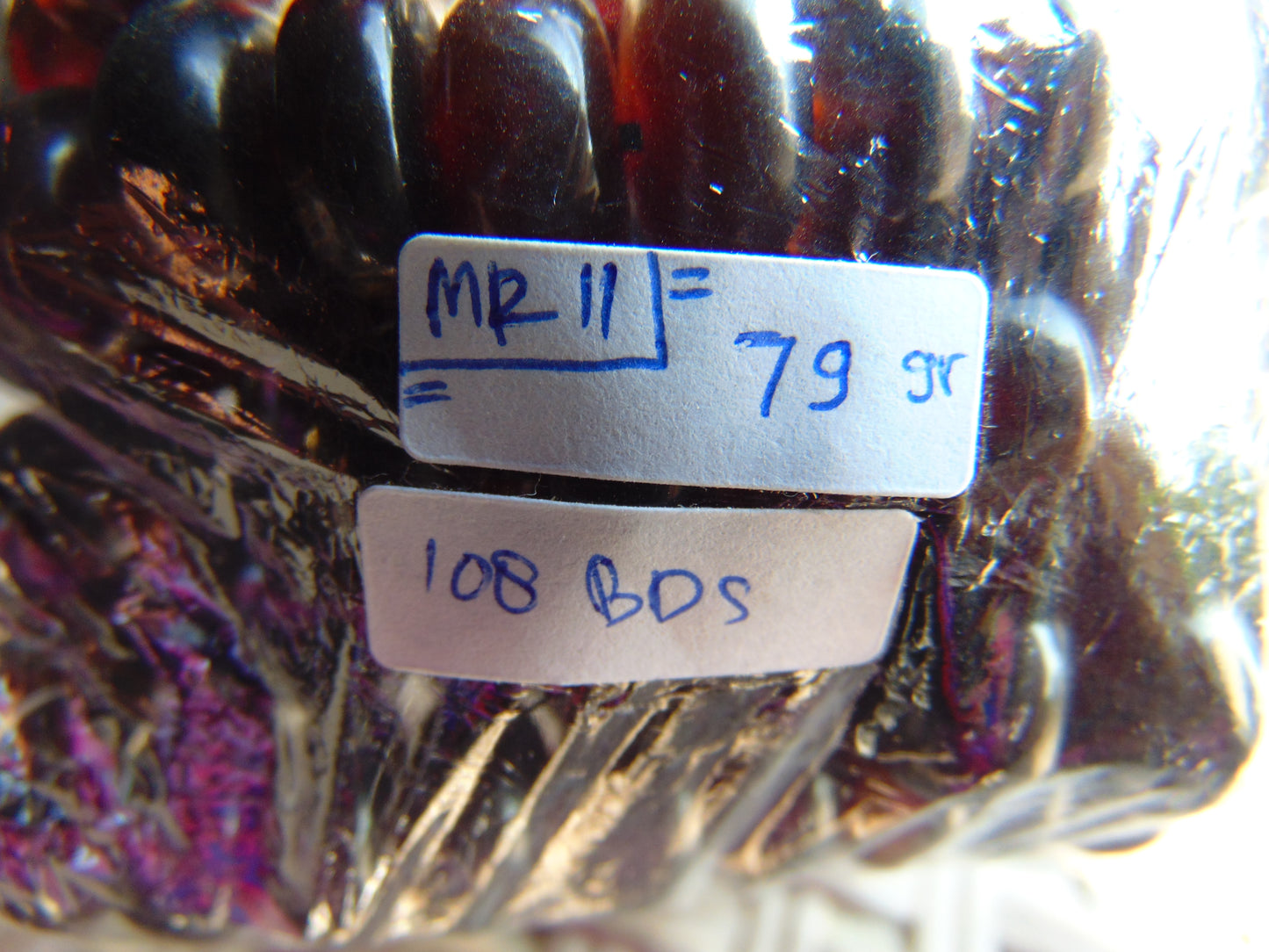 79 gram 108 Mala Buddha for Yoga and Meditation Indonesian Black Red Amber for Healing MR11