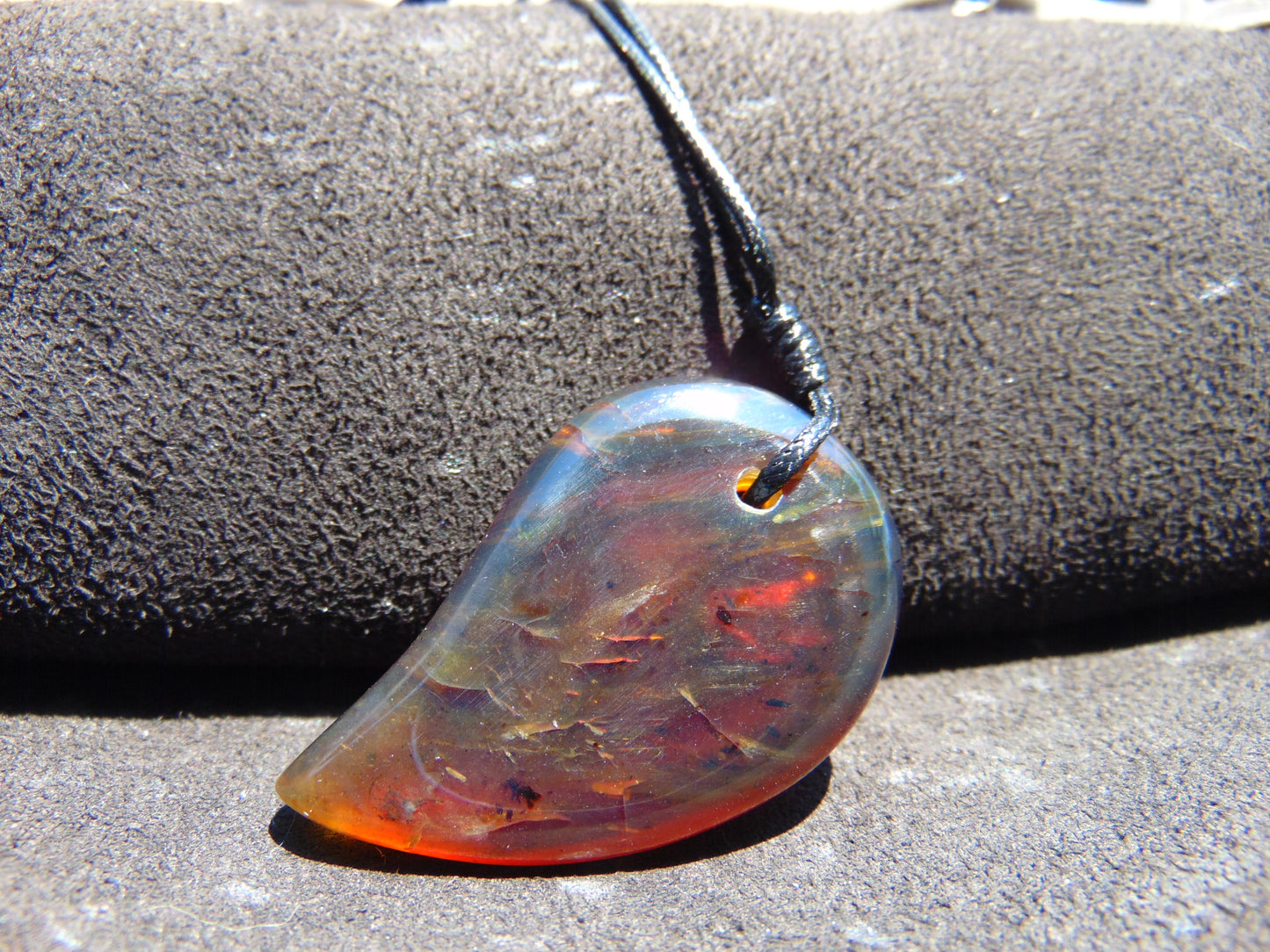 8 gr Comma Pendant Indonesian Blue Amber for Healing 25Y26