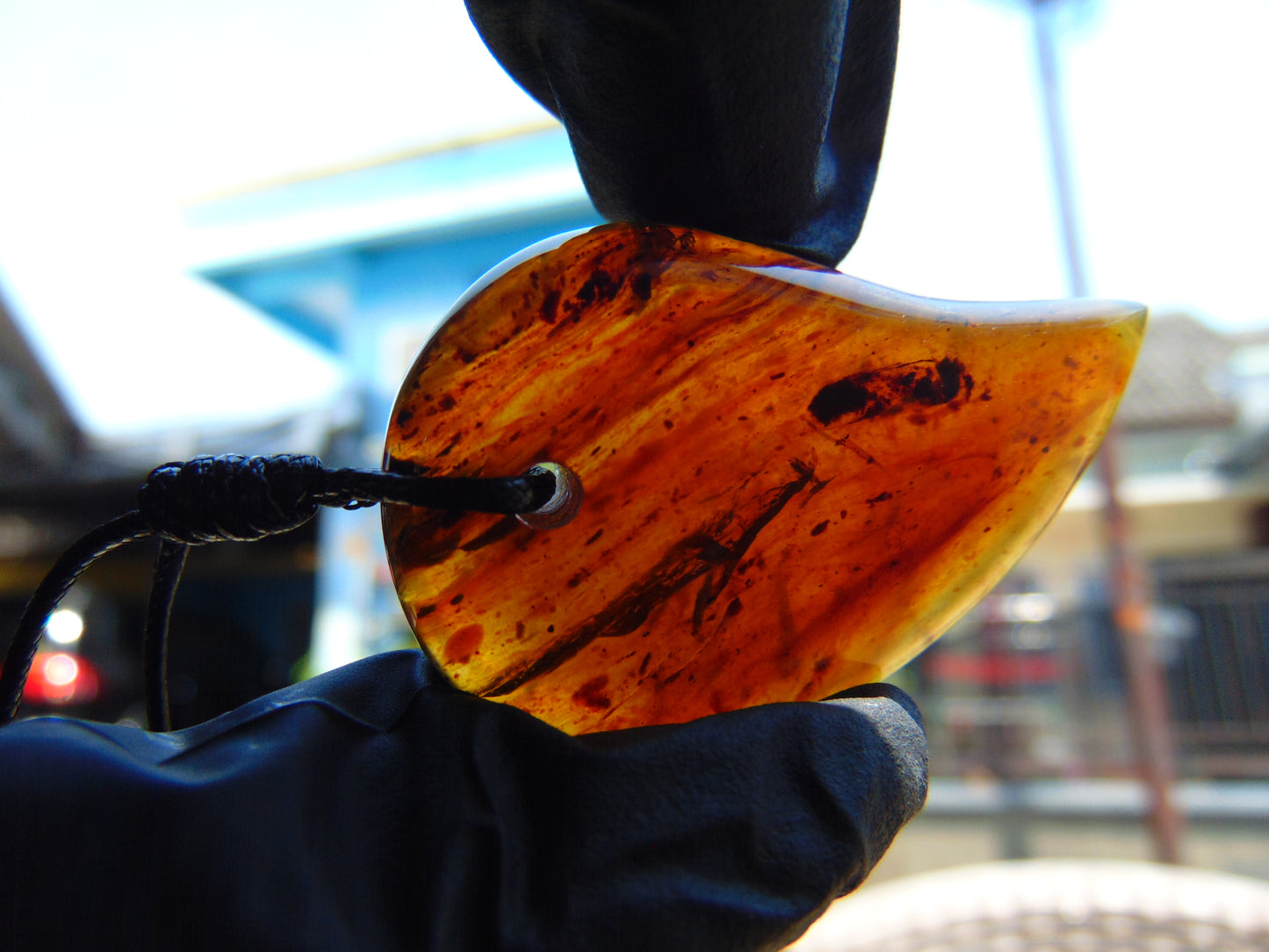 8 gr Comma Pendant Indonesian Blue Amber for Healing 25Y26