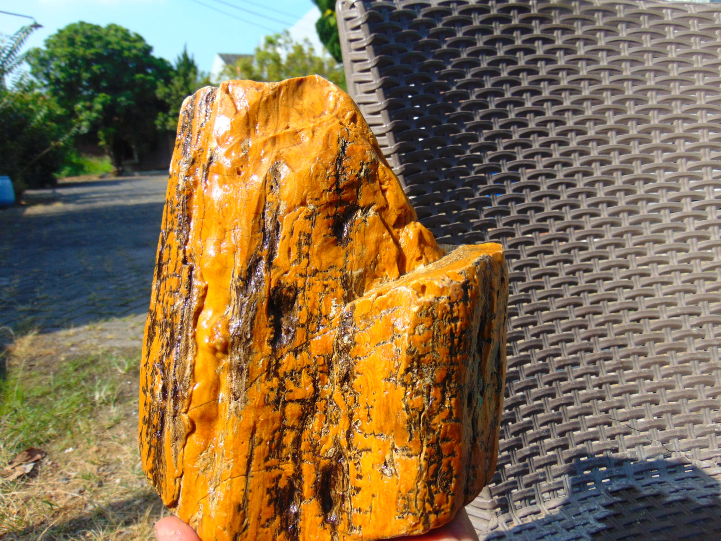 1197 gram Polished Indonesia Yellow Aromatic Amber for Healing K801