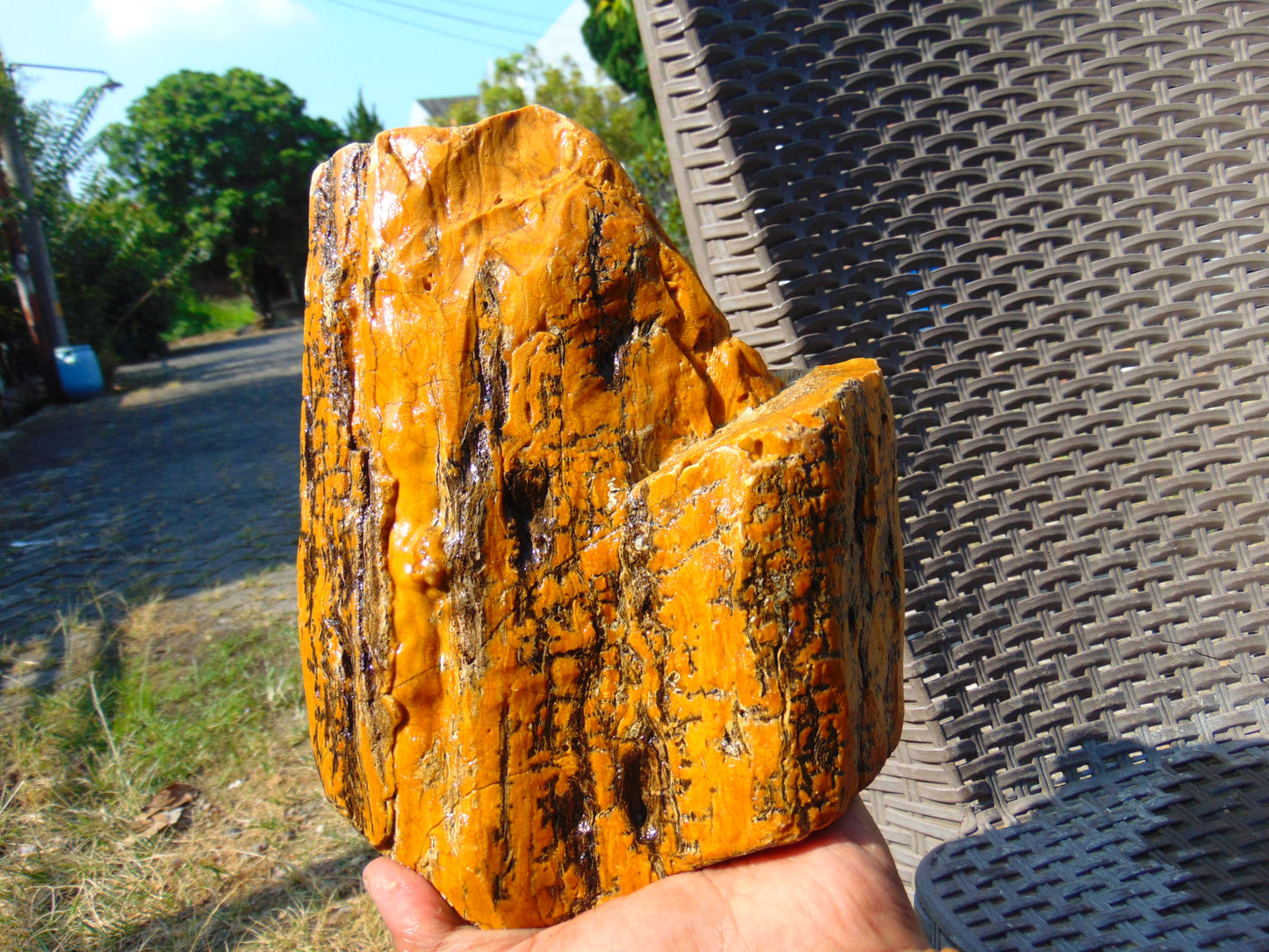 1197 gram Polished Indonesia Yellow Aromatic Amber for Healing K801