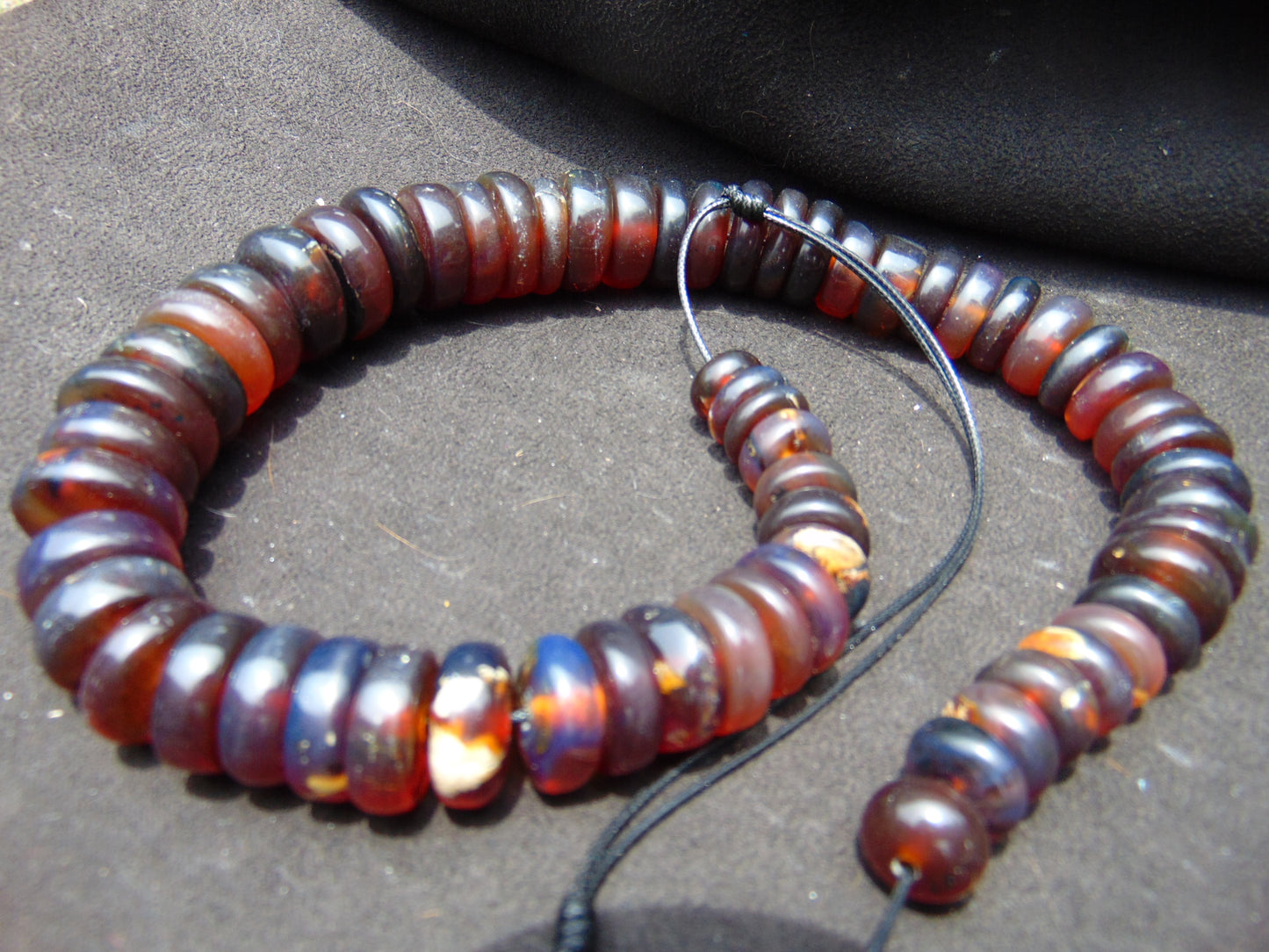 78 gram Small Beads Combination Necklace Indonesian blue Red Amber for Healing NE28