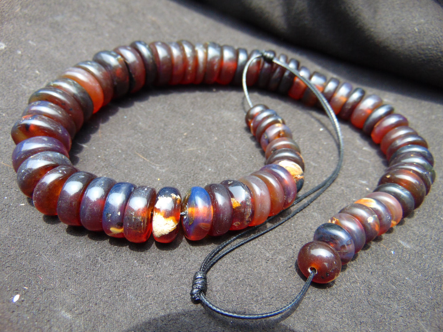 78 gram Small Beads Combination Necklace Indonesian blue Red Amber for Healing NE28