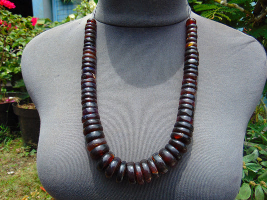 78 gram Small Beads Combination Necklace Indonesian blue Red Amber for Healing NE28