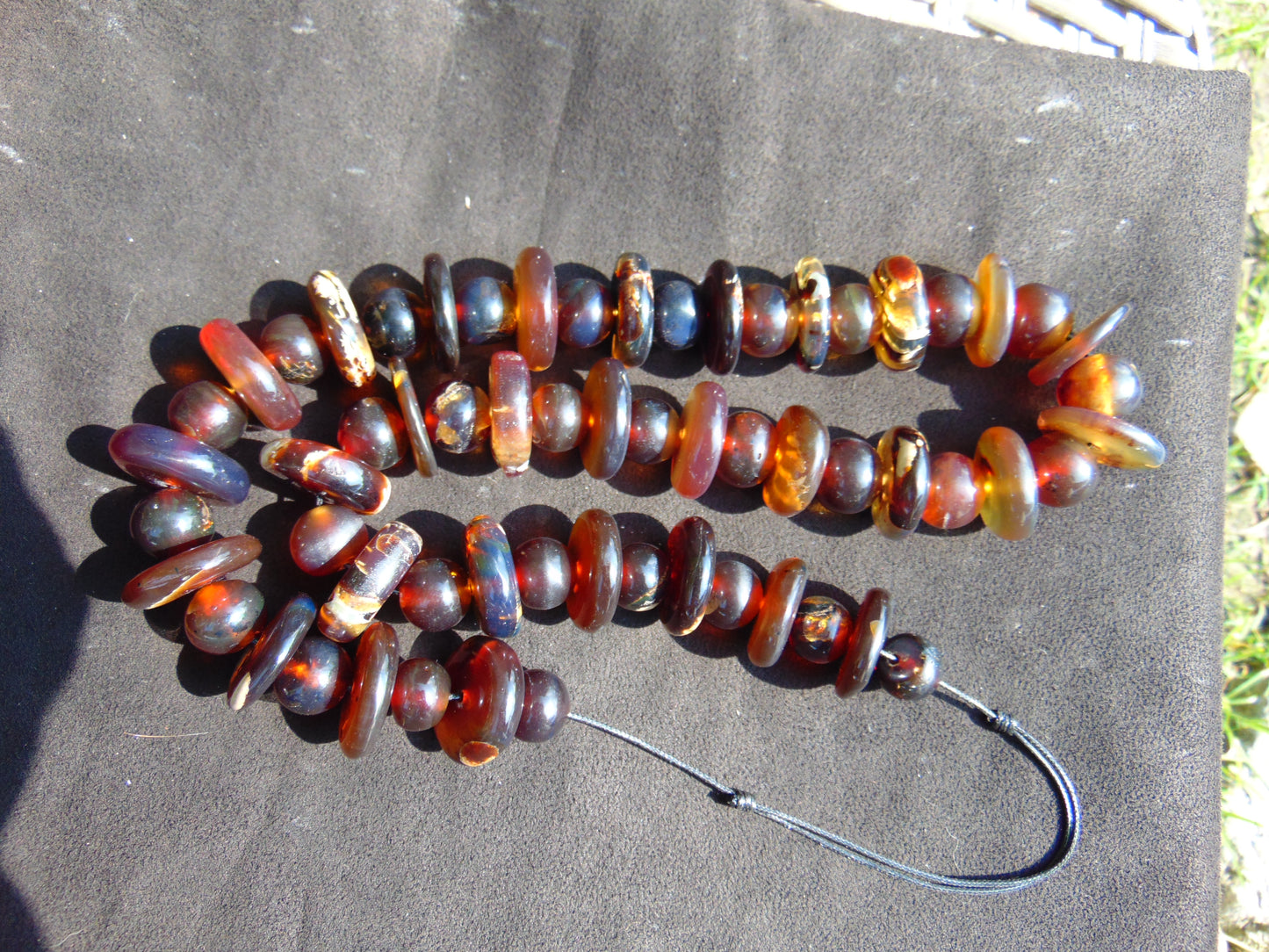 141 gram Small Beads Combination Necklace Indonesian Yellow Blue Amber for Healing NK2