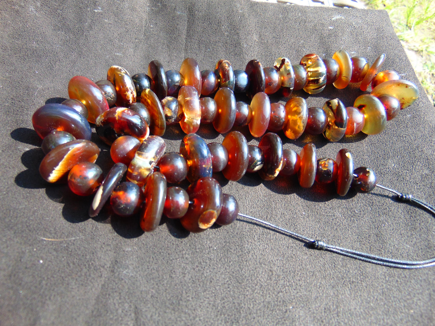 141 gram Small Beads Combination Necklace Indonesian Yellow Blue Amber for Healing NK2