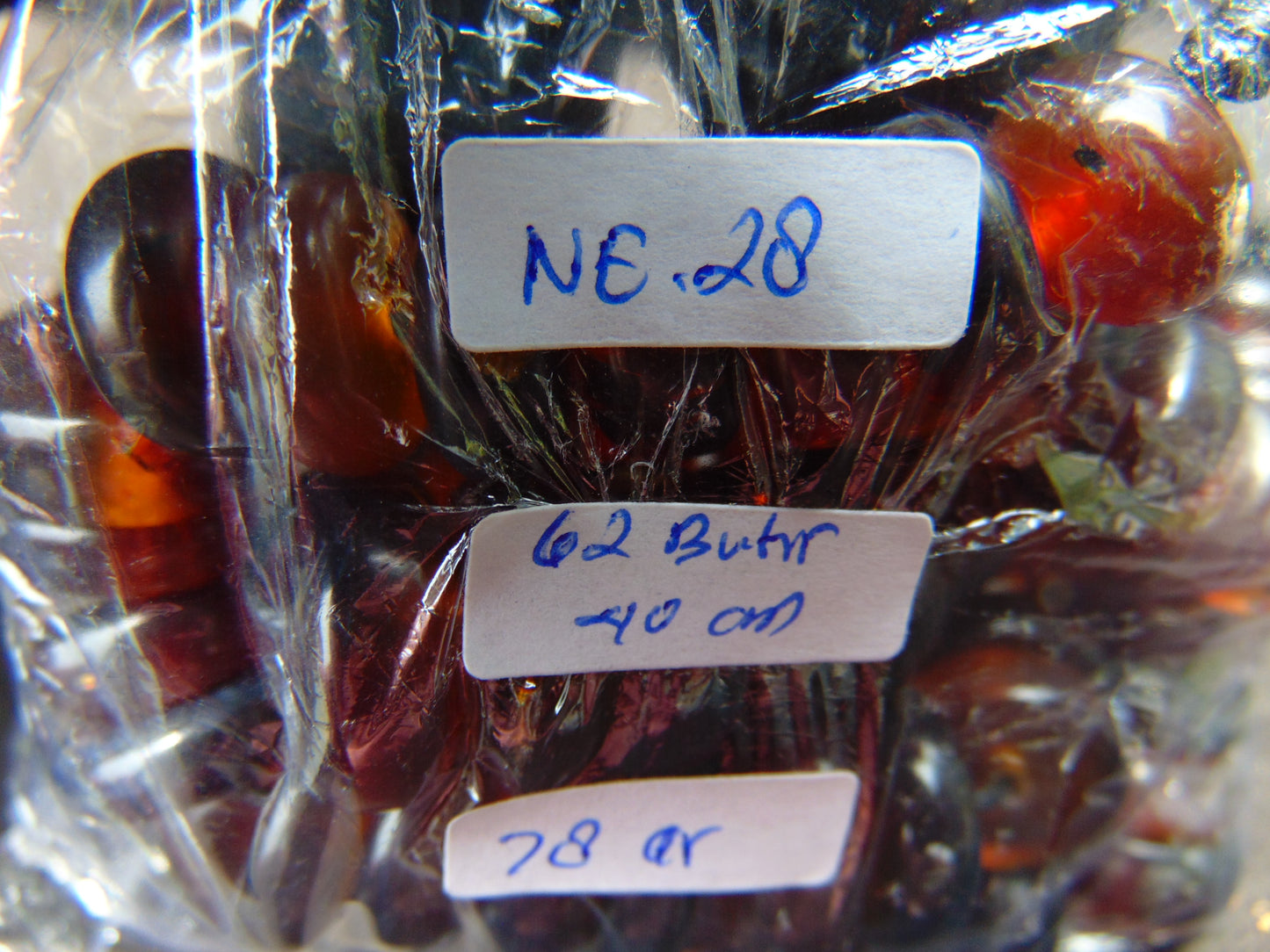 78 gram Small Beads Combination Necklace Indonesian blue Red Amber for Healing NE28