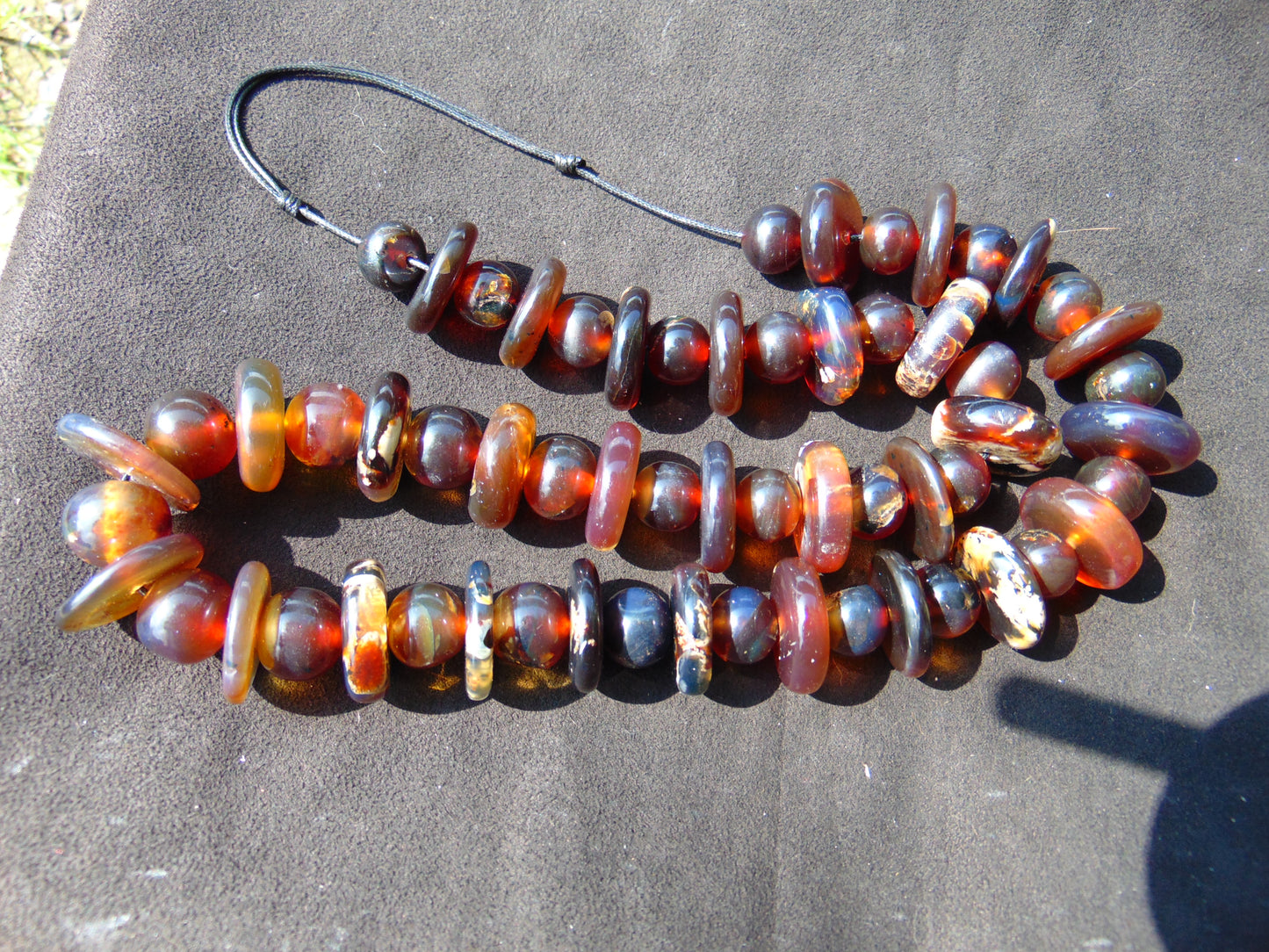 141 gram Small Beads Combination Necklace Indonesian Yellow Blue Amber for Healing NK2