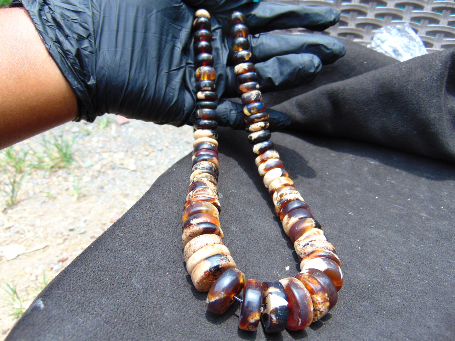78 gram Small Beads Combination Necklace Indonesian white Amber for Healing NE24