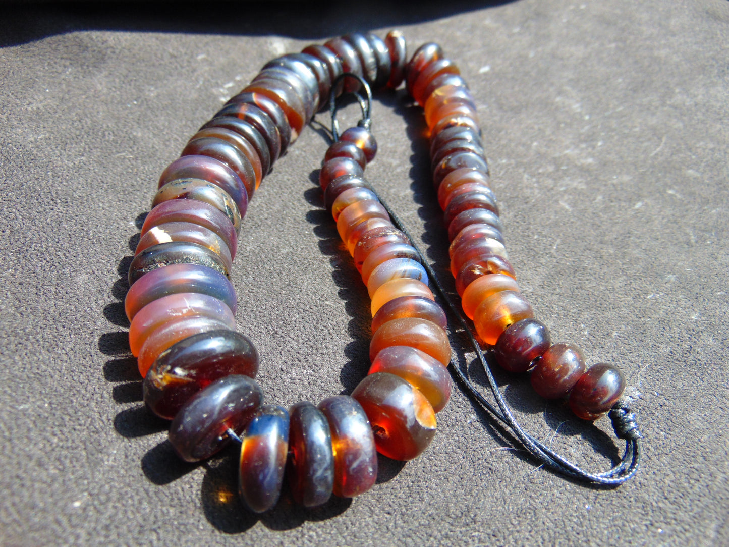 78 gram Small Beads Combination Necklace Indonesian blue Red Amber for Healing NE27