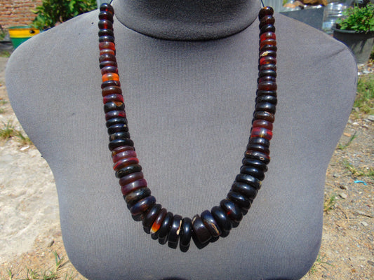 78 gram Small Beads Combination Necklace Indonesian blue Red Amber for Healing NE27