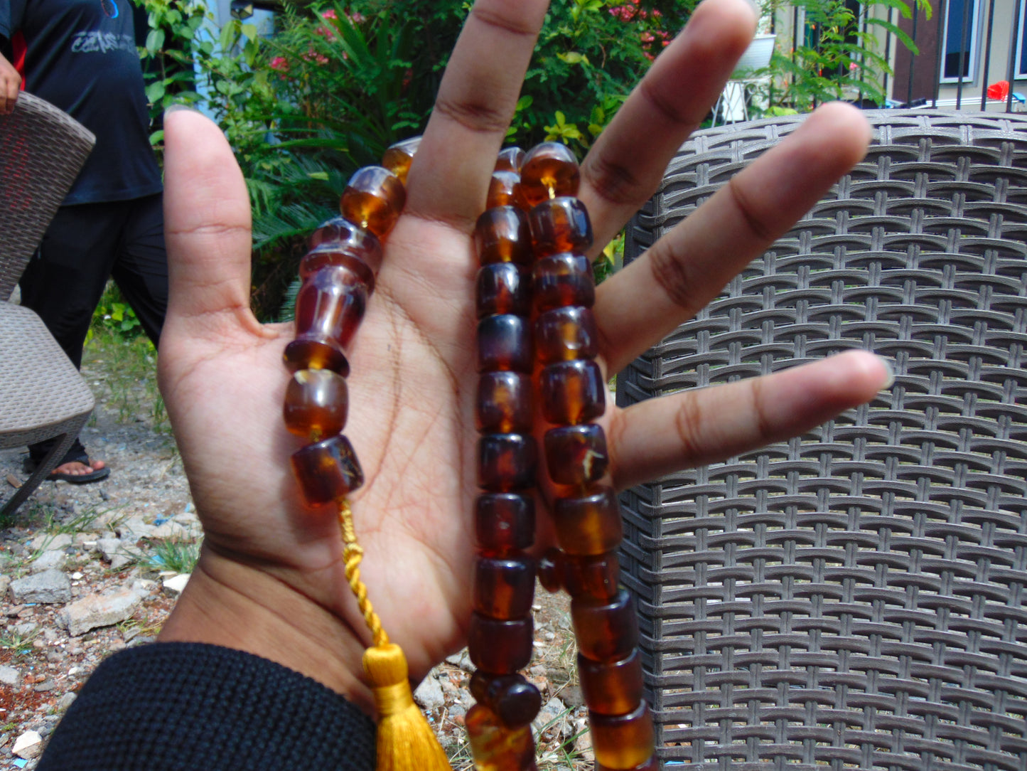 92 gr Komboloi Tasbih Rosary 33+2 Beads 14x14 mm Indonesian Yellow Blue Amber for Healing 26TTS5