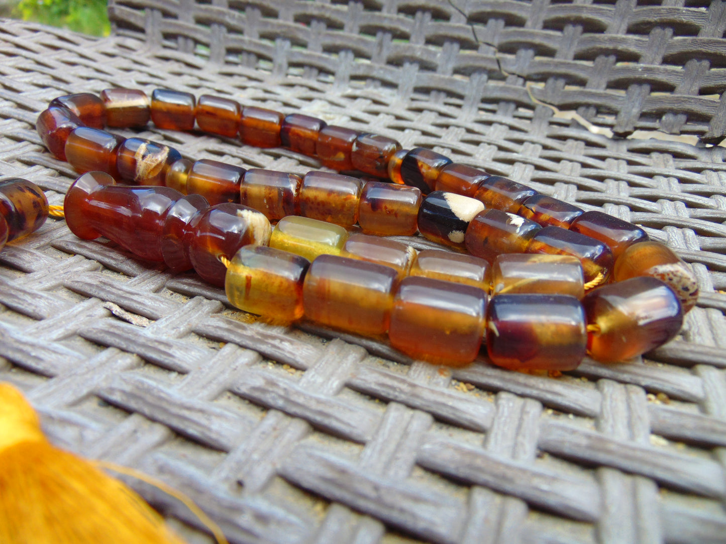 77 gr Komboloi Tasbih Rosary 33+2 Beads 13x15 mm Indonesian Yellow Blue Amber for Healing 26TTS12