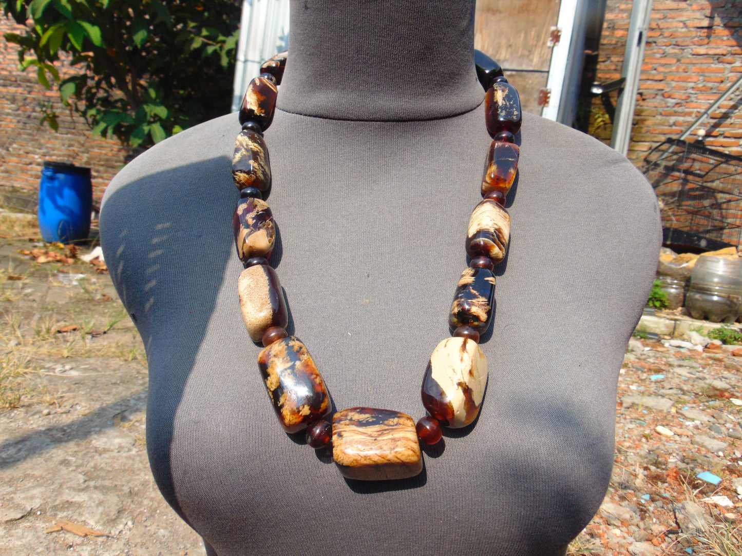 144 gram Small Beads Combination Necklace Indonesian white Red Amber for Healing A13K188