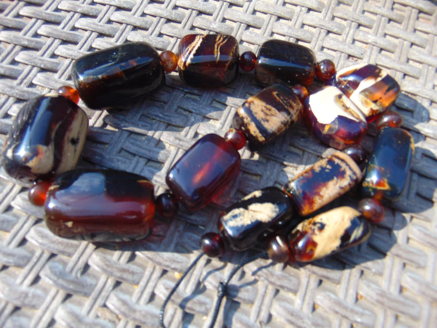 186 gram Small Beads Combination Necklace Indonesian white Blue Amber for Healing A13K186