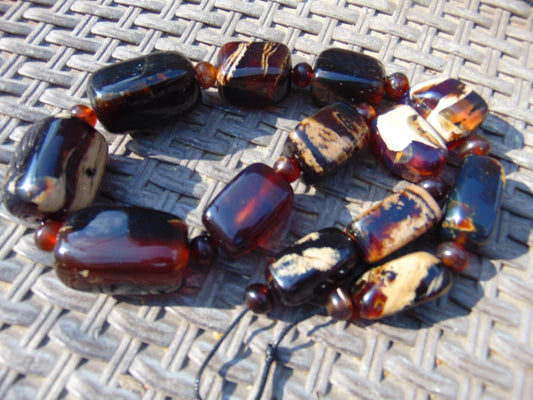 186 gram Small Beads Combination Necklace Indonesian white Blue Amber for Healing A13K186