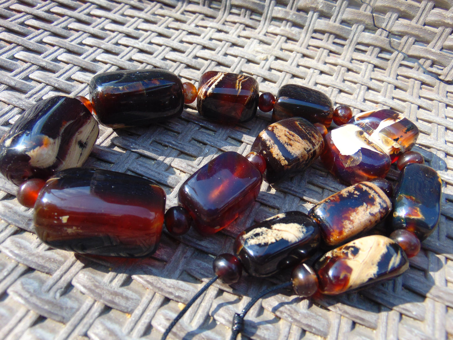 186 gram Small Beads Combination Necklace Indonesian white Blue Amber for Healing A13K186